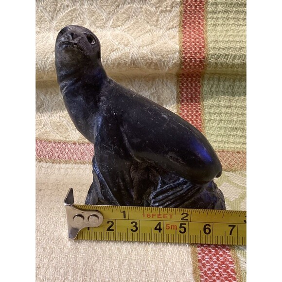 Wolf Original Handmade Soapstone 2 Seal & Otter Sculptures Figurine Made Canada - Picture 16 of 16
